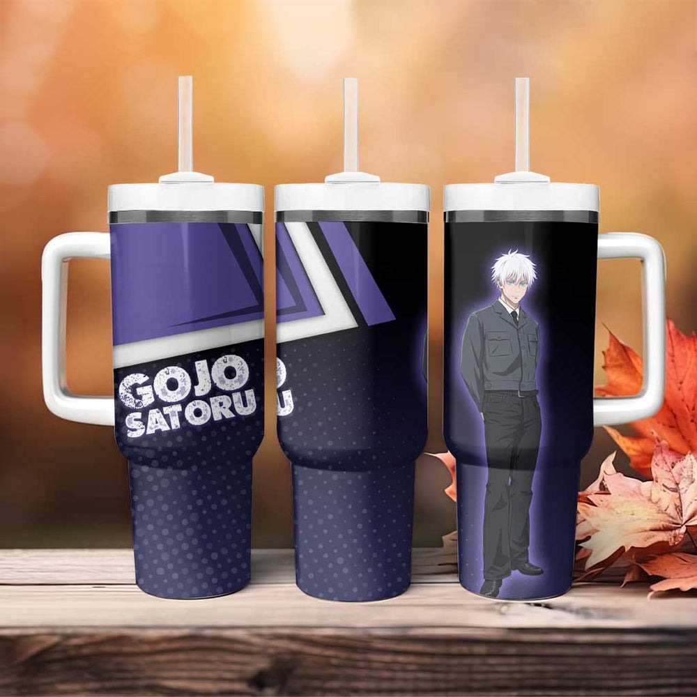 Gojo Satoru Tumbler With Handle Bold Anime Poster Style TS04 Gojo Satoru Tumbler With Handle Bold Anime Poster Style TS04