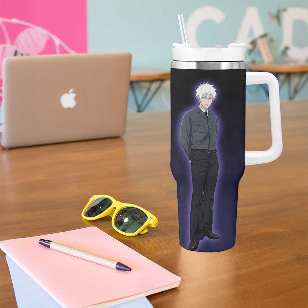 Gojo Satoru Tumbler With Handle Bold Anime Poster Style TS04 Gojo Satoru Tumbler With Handle Bold Anime Poster Style TS04