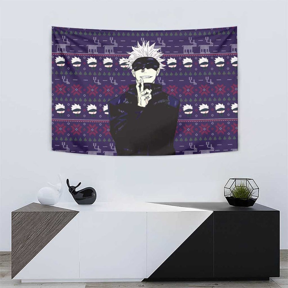 Gojo Satoru Ugly Christmas - Jujutsu Kaisen Tumbler With Handle Anime Mix Christmas Style TS04 Gojo Satoru Ugly Christmas - Jujutsu Kaisen Tumbler With Handle Anime Mix Christmas Style TS04