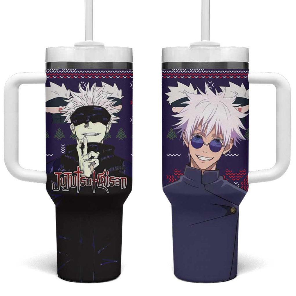 Gojo Satoru Ugly Christmas - Jujutsu Kaisen Tumbler With Handle Anime Mix Christmas Style TS04