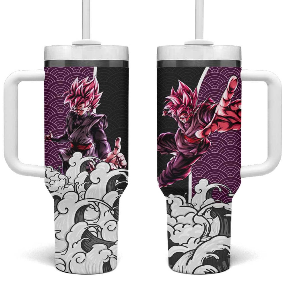 Goku Black Rose Japanese Kanagawa - Dragon Ball Tumbler With Handle Anime Japan Style TS04 Goku Black Rose Japanese Kanagawa - Dragon Ball Tumbler With Handle Anime Japan Style TS04