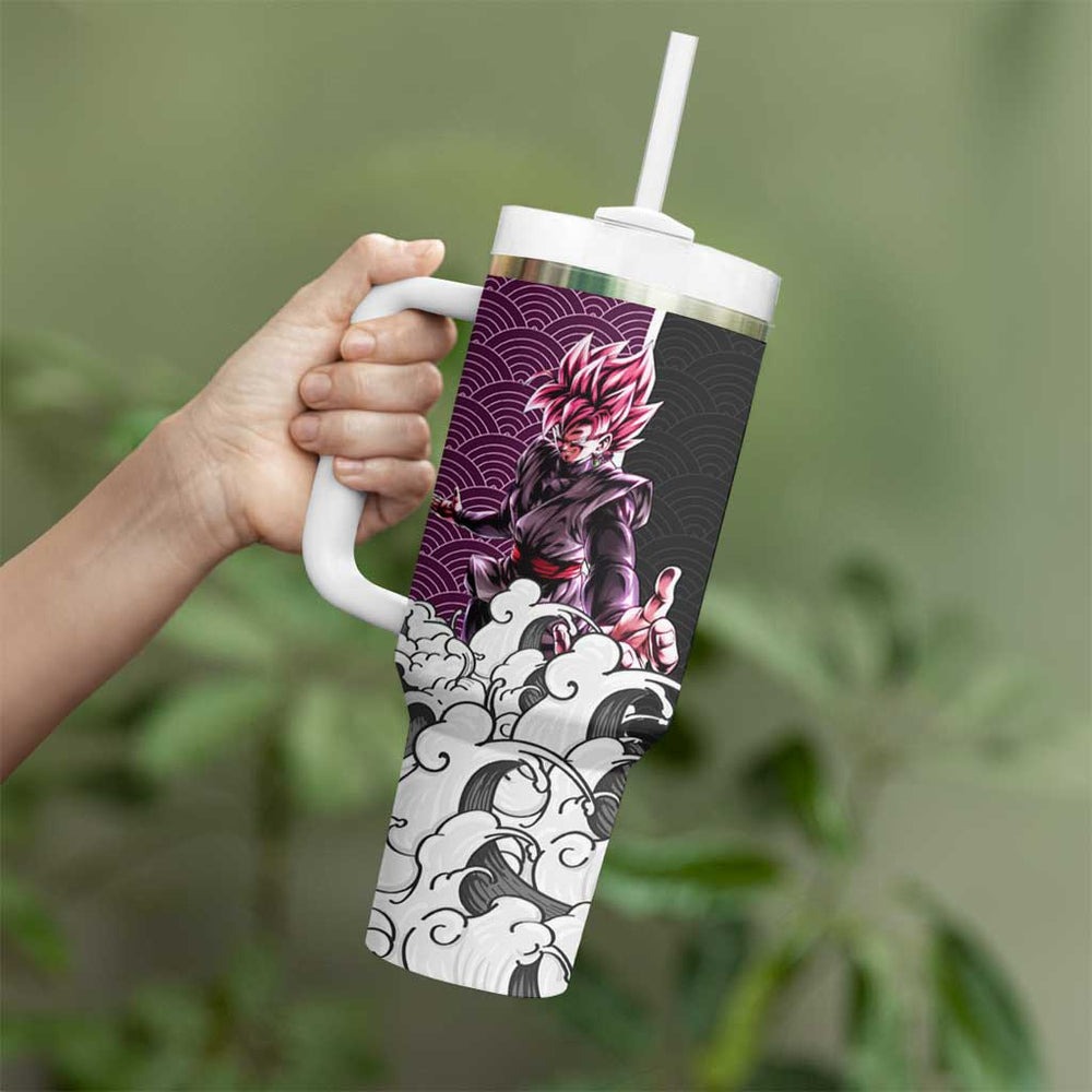 Goku Black Rose Japanese Kanagawa - Dragon Ball Tumbler With Handle Anime Japan Style TS04 Goku Black Rose Japanese Kanagawa - Dragon Ball Tumbler With Handle Anime Japan Style TS04