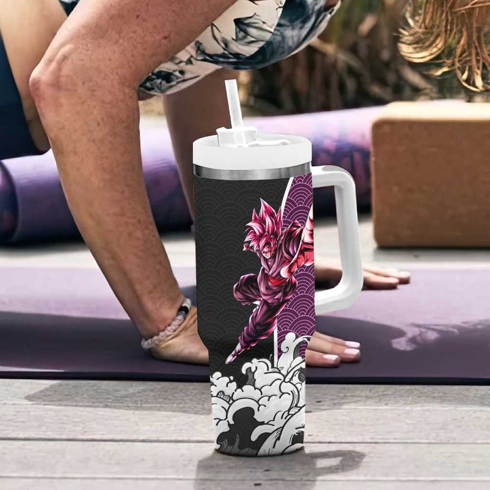 Goku Black Rose Japanese Kanagawa - Dragon Ball Tumbler With Handle Anime Japan Style TS04 Goku Black Rose Japanese Kanagawa - Dragon Ball Tumbler With Handle Anime Japan Style TS04