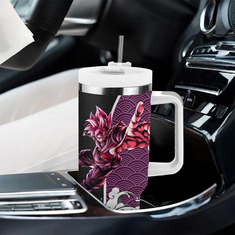 Goku Black Rose Japanese Kanagawa - Dragon Ball Tumbler With Handle Anime Japan Style TS04 Goku Black Rose Japanese Kanagawa - Dragon Ball Tumbler With Handle Anime Japan Style TS04