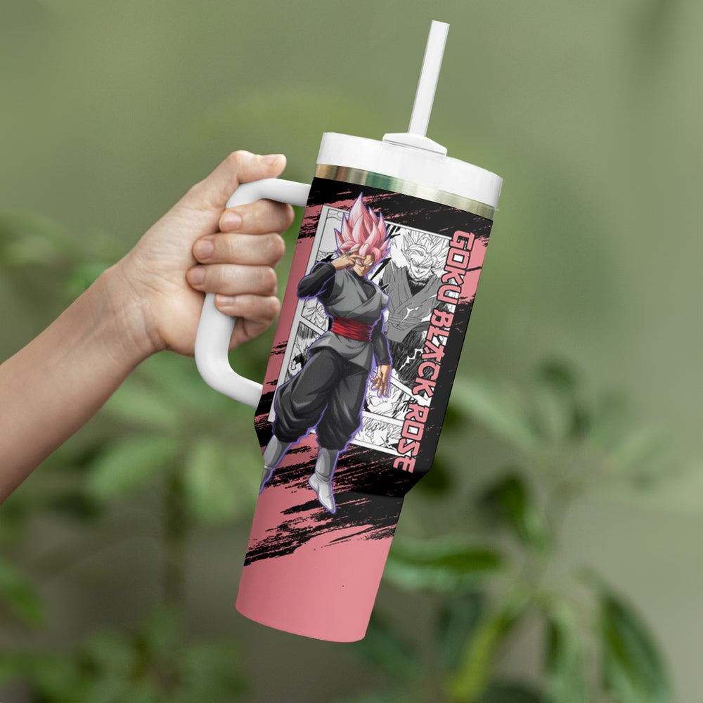 Goku Black Rose Tumbler With Handle Dragon Ball Anime Mix Ma Goku Black Rose Tumbler With Handle Dragon Ball Anime Mix Ma