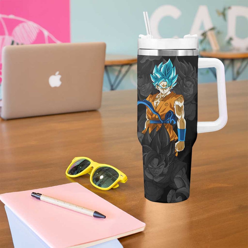 Goku Blue - Dragon Ball Tumbler With Handle Anime Style TS04 Goku Blue - Dragon Ball Tumbler With Handle Anime Style TS04