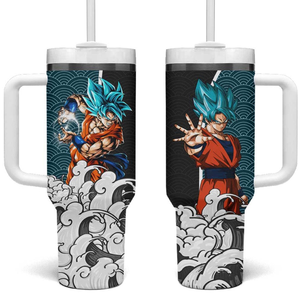 Goku Blue Japanese Kanagawa - Dragon Ball Tumbler With Handle Anime Japan Style TS04 Goku Blue Japanese Kanagawa - Dragon Ball Tumbler With Handle Anime Japan Style TS04
