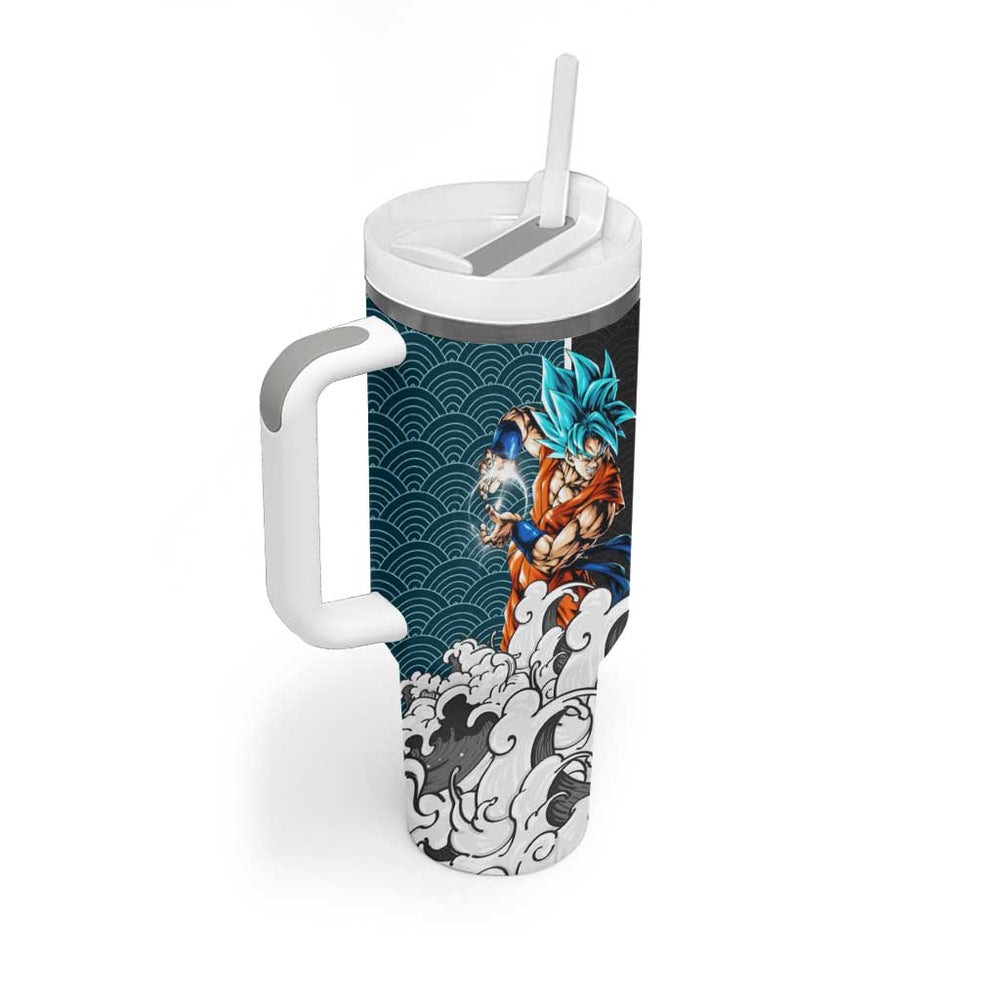 Goku Blue Japanese Kanagawa - Dragon Ball Tumbler With Handle Anime Japan Style TS04 Goku Blue Japanese Kanagawa - Dragon Ball Tumbler With Handle Anime Japan Style TS04