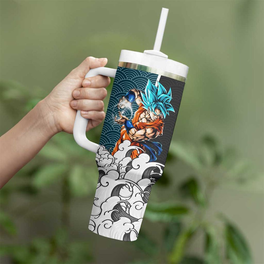 Goku Blue Japanese Kanagawa - Dragon Ball Tumbler With Handle Anime Japan Style TS04 Goku Blue Japanese Kanagawa - Dragon Ball Tumbler With Handle Anime Japan Style TS04