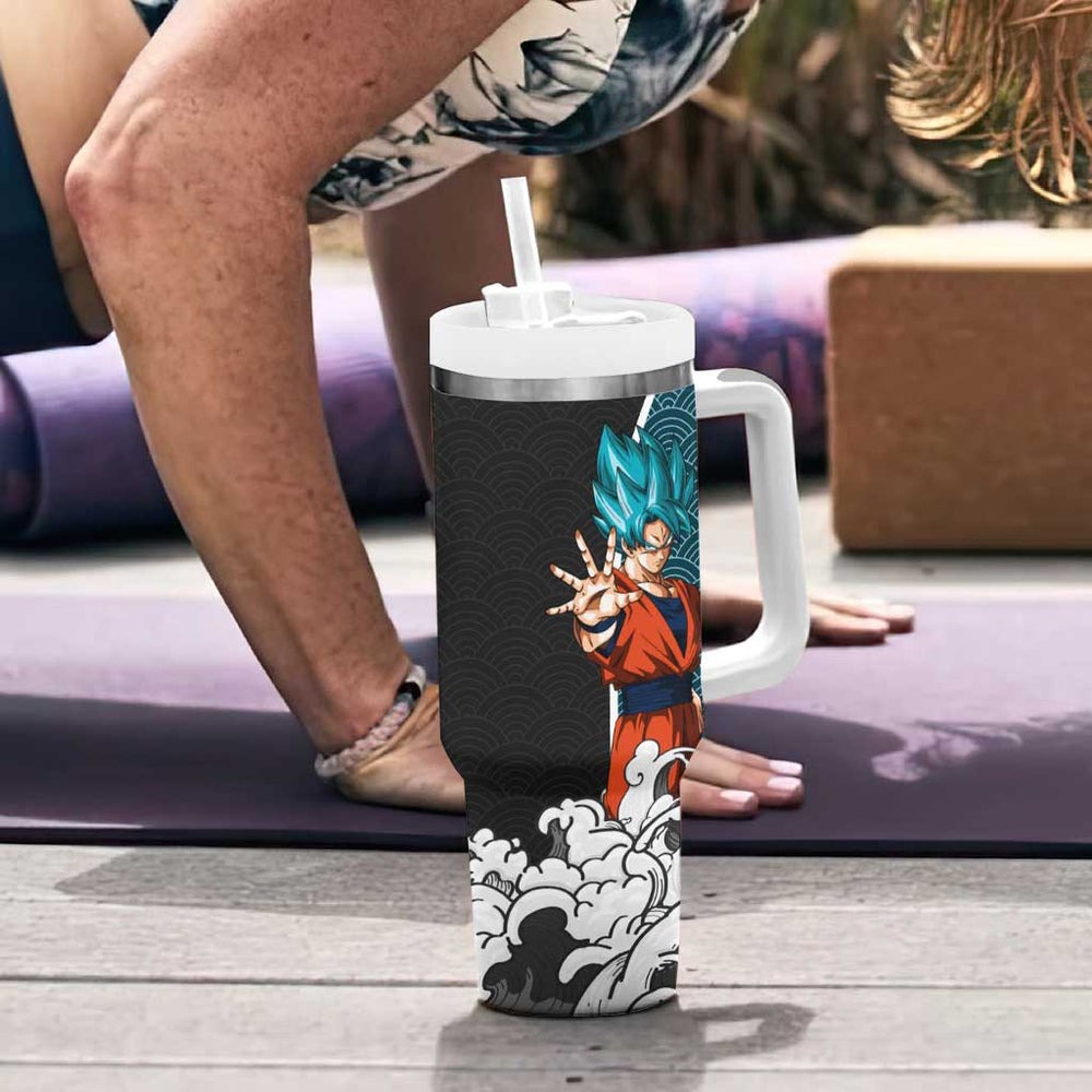 Goku Blue Japanese Kanagawa - Dragon Ball Tumbler With Handle Anime Japan Style TS04 Goku Blue Japanese Kanagawa - Dragon Ball Tumbler With Handle Anime Japan Style TS04