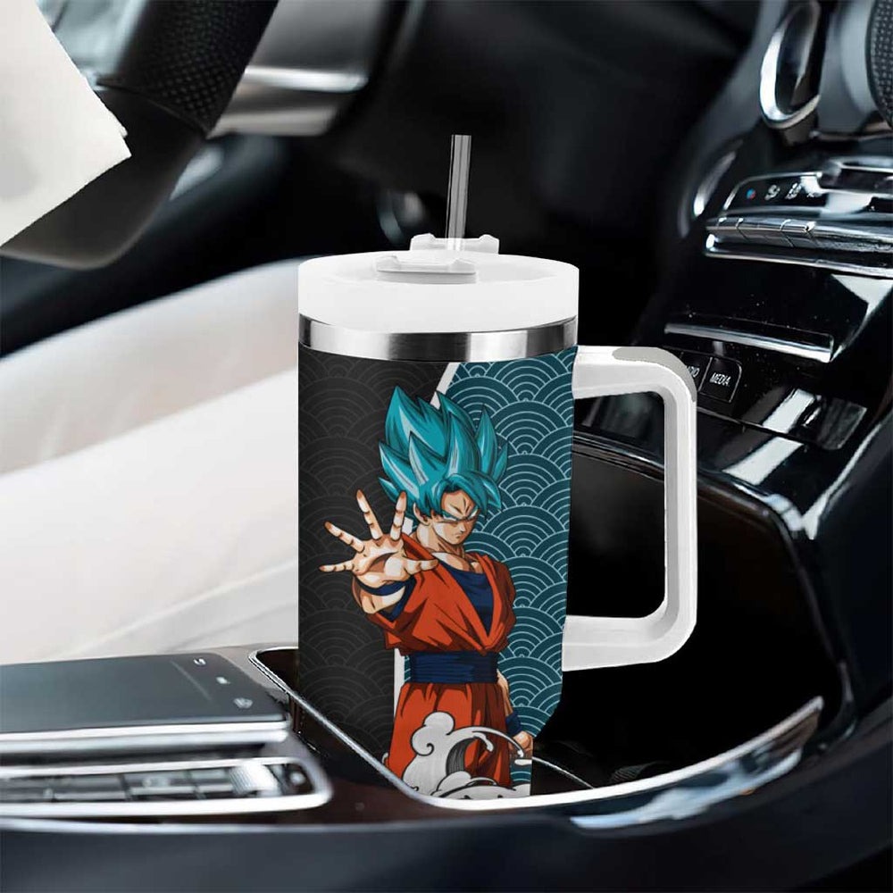 Goku Blue Japanese Kanagawa - Dragon Ball Tumbler With Handle Anime Japan Style TS04 Goku Blue Japanese Kanagawa - Dragon Ball Tumbler With Handle Anime Japan Style TS04