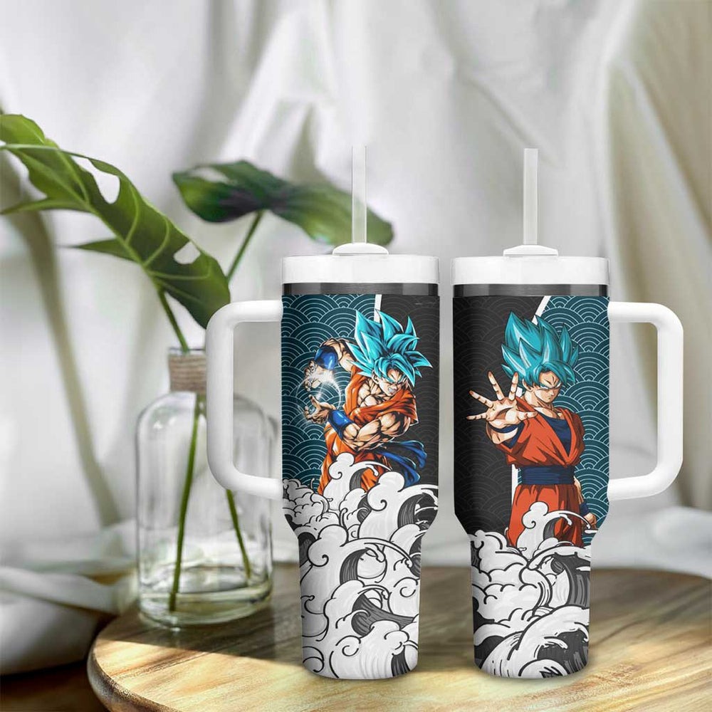 Goku Blue Japanese Kanagawa - Dragon Ball Tumbler With Handle Anime Japan Style TS04 Goku Blue Japanese Kanagawa - Dragon Ball Tumbler With Handle Anime Japan Style TS04