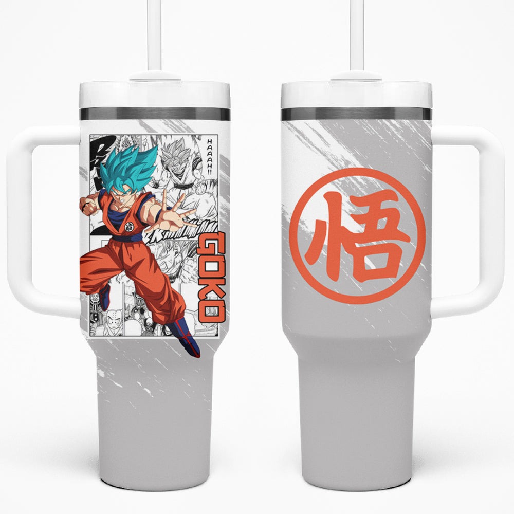 Goku Blue Tumbler With Handle Dragon Ball Mix Anime Manga TS Goku Blue Tumbler With Handle Dragon Ball Mix Anime Manga TS