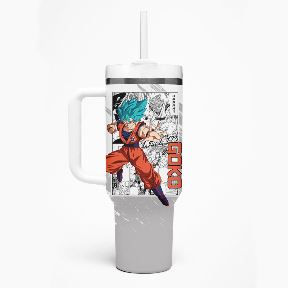 Goku Blue Tumbler With Handle Dragon Ball Mix Anime Manga TS Goku Blue Tumbler With Handle Dragon Ball Mix Anime Manga TS