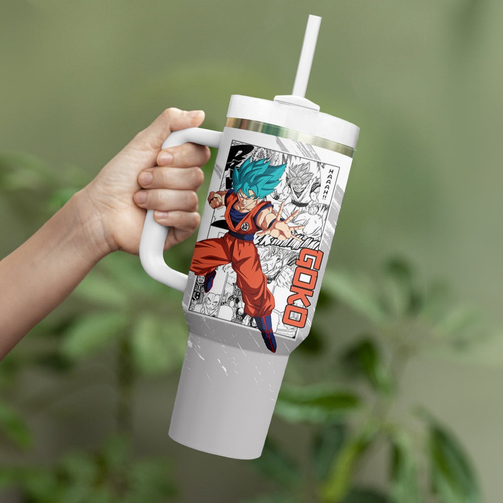Goku Blue Tumbler With Handle Dragon Ball Mix Anime Manga TS Goku Blue Tumbler With Handle Dragon Ball Mix Anime Manga TS