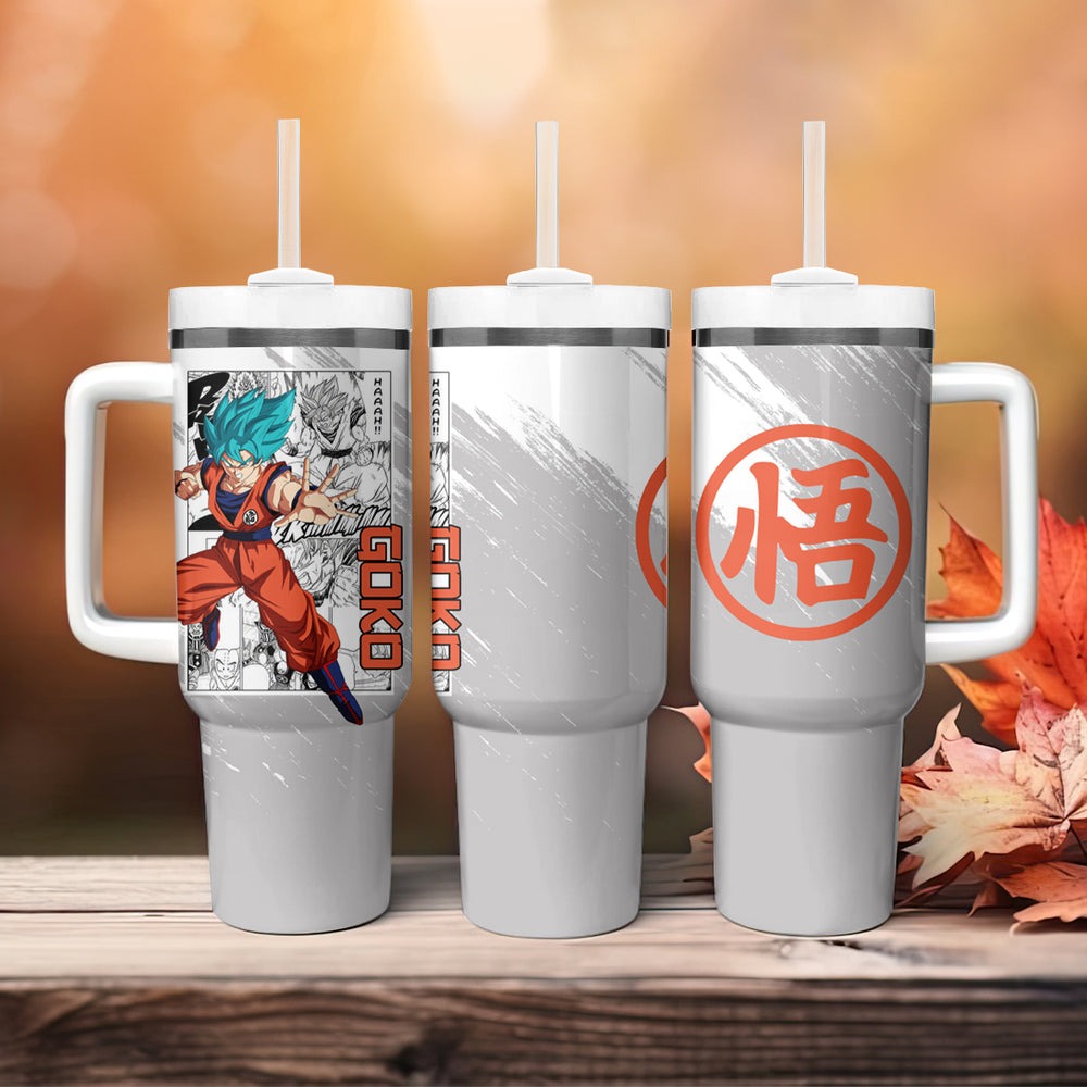 Goku Blue Tumbler With Handle Dragon Ball Mix Anime Manga TS Goku Blue Tumbler With Handle Dragon Ball Mix Anime Manga TS