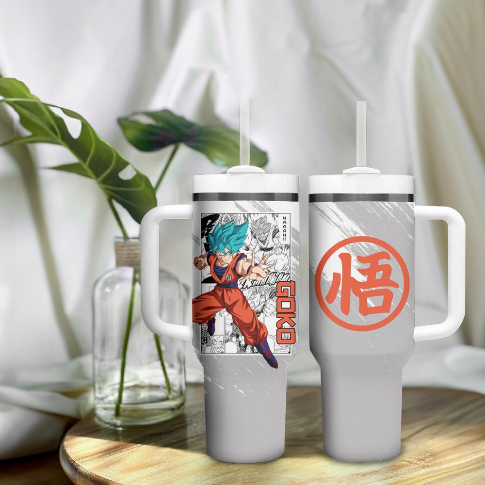 Goku Blue Tumbler With Handle Dragon Ball Mix Anime Manga TS Goku Blue Tumbler With Handle Dragon Ball Mix Anime Manga TS