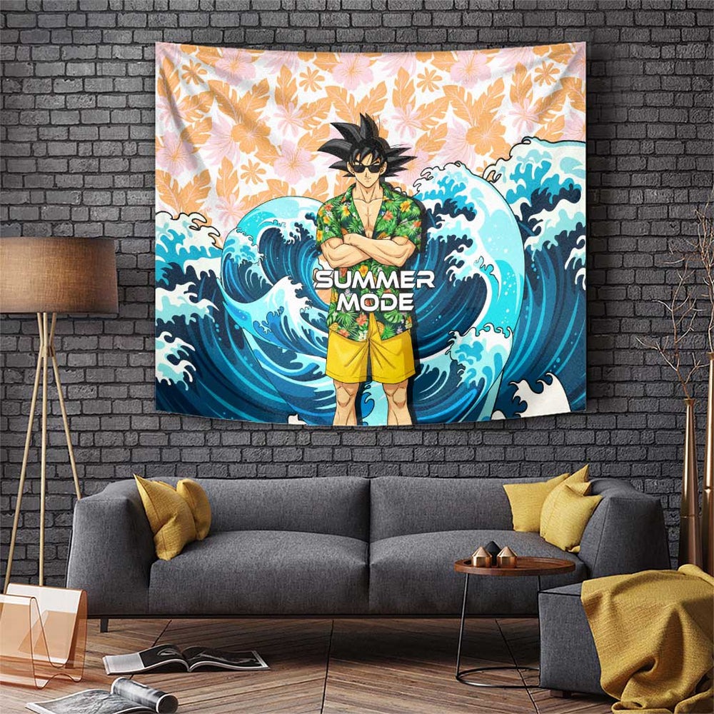 Goku Dragon Ball Summer Theme Tumbler With Handle with Tropical Floral Shirt Sunglasses Shenron and Ocean Wave Background TS04 Goku Dragon Ball Summer Theme Tumbler With Handle with Tropical Floral Shirt Sunglasses Shenron and Ocean Wave Background TS04