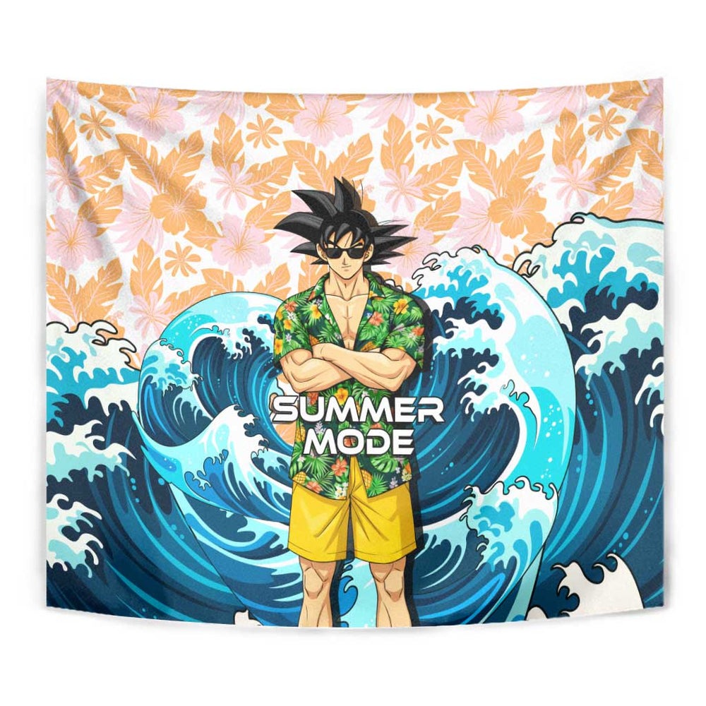 Goku Dragon Ball Summer Theme Tumbler With Handle with Tropical Floral Shirt Sunglasses Shenron and Ocean Wave Background TS04 Goku Dragon Ball Summer Theme Tumbler With Handle with Tropical Floral Shirt Sunglasses Shenron and Ocean Wave Background TS04