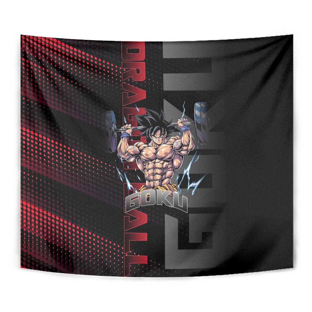 Goku Gym Theme Black and Red Design Tumbler With Handle with Dumbbell Lightning Art and Muscle Training Pose TS04