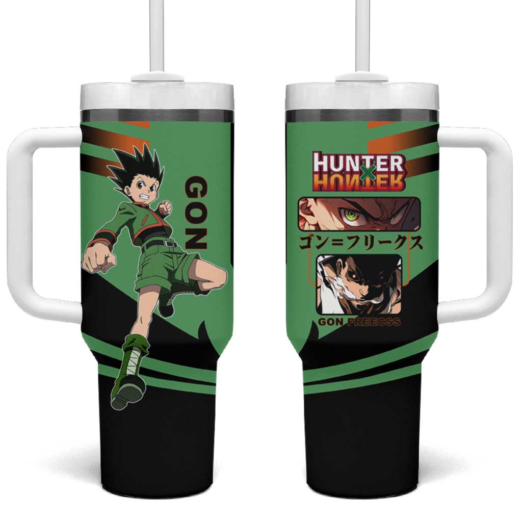 Gon Freecss from Hunter x Hunter Tumbler With Handle with Green Outfit and Energetic Combat Pose Design TS04
