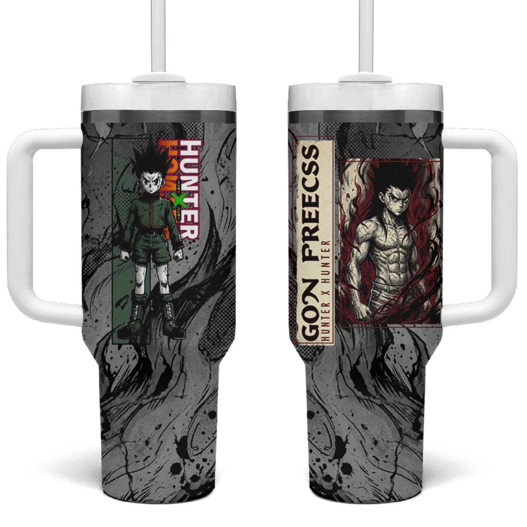 Gon Freecss Hunter x Hunter Dark Grunge Design Tumbler With Handle with Transformation Artwork and Anime Graphic Elements TS04