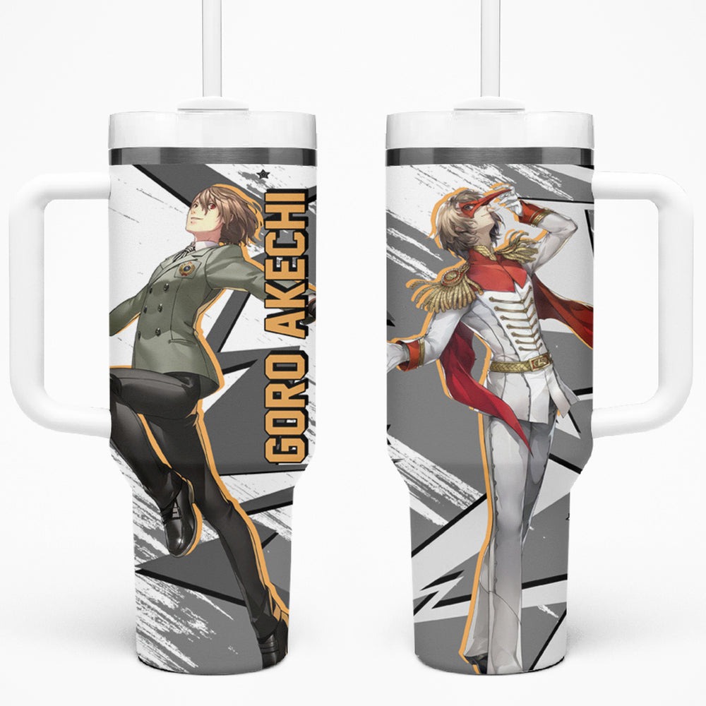 Goro Akechi Persona Tumbler With Handle Anime Mix Polygon Cyber Style TS04