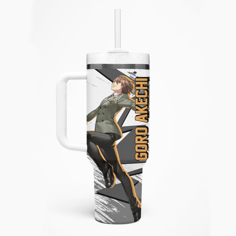 Goro Akechi Persona Tumbler With Handle Anime Mix Polygon Cyber Style TS04
