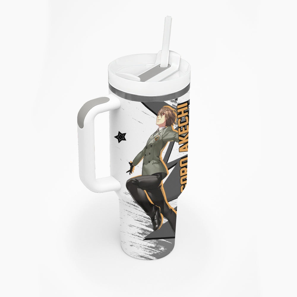Goro Akechi Persona Tumbler With Handle Anime Mix Polygon Cyber Style TS04