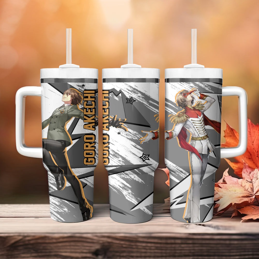 Goro Akechi Persona Tumbler With Handle Anime Mix Polygon Cyber Style TS04