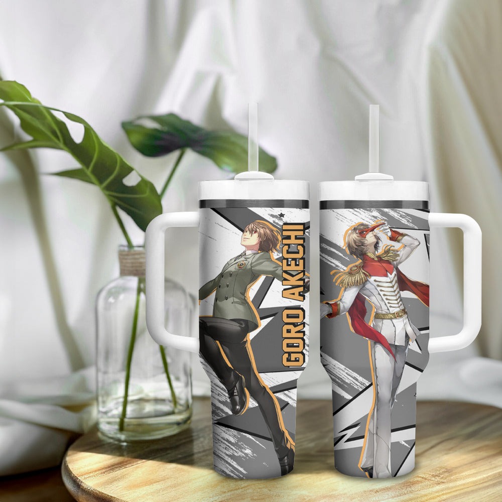 Goro Akechi Persona Tumbler With Handle Anime Mix Polygon Cyber Style TS04