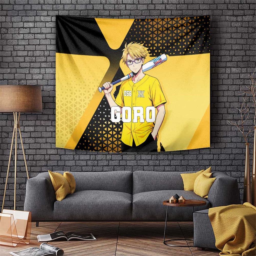 Goro Tapestry Yellow Black Baseball Anime Crossover TS04