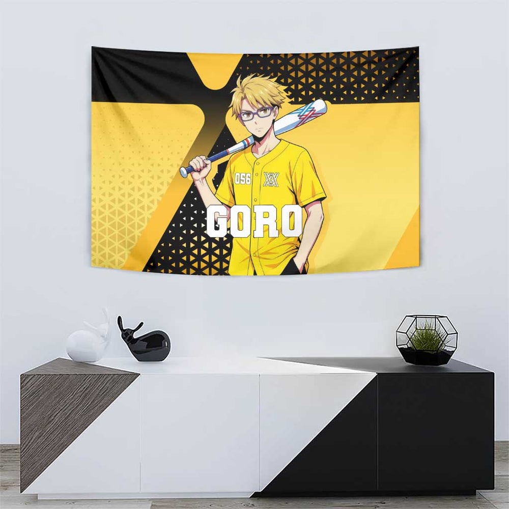 Goro Tapestry Yellow Black Baseball Anime Crossover TS04