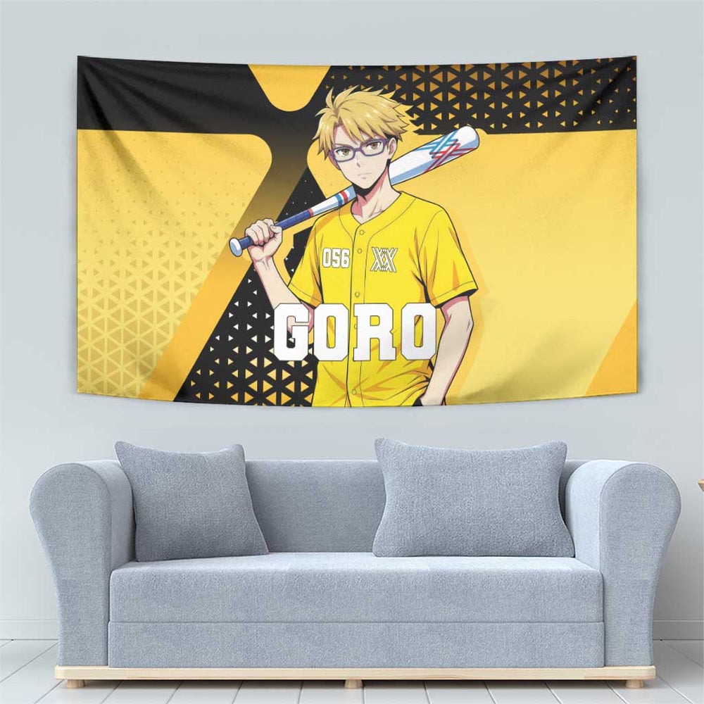 Goro Tapestry Yellow Black Baseball Anime Crossover TS04