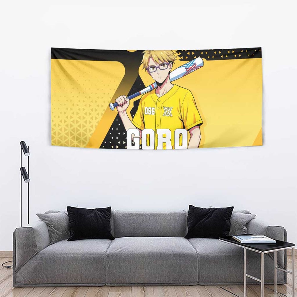 Goro Tapestry Yellow Black Baseball Anime Crossover TS04