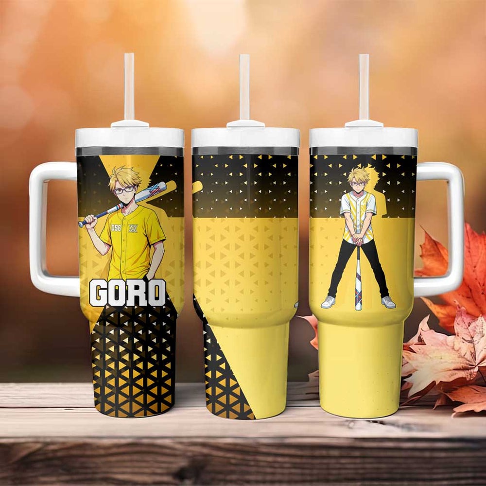 Goro Tumbler With Handle Yellow Black Baseball Anime Crossover TS04 Goro Tumbler With Handle Yellow Black Baseball Anime Crossover TS04