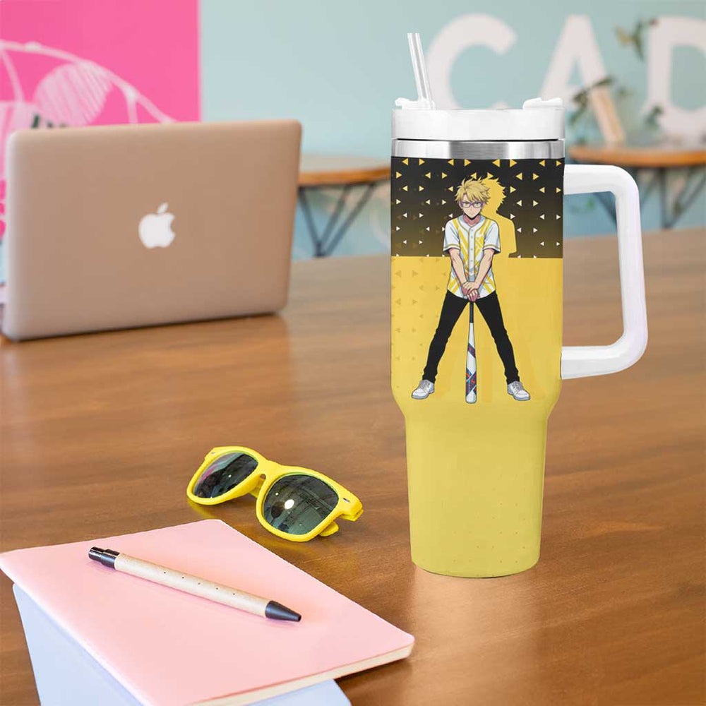 Goro Tumbler With Handle Yellow Black Baseball Anime Crossover TS04 Goro Tumbler With Handle Yellow Black Baseball Anime Crossover TS04