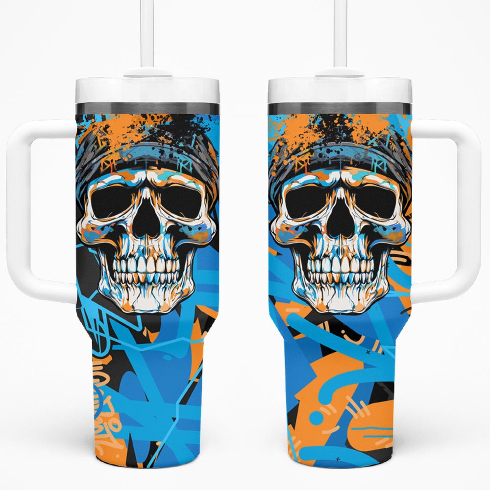 Grafity Skull Tumbler With Handle My Give A Fuck Is Broken But My Go Fck Your Self TS04