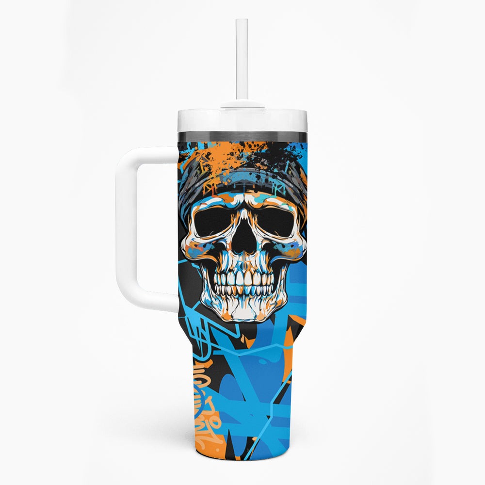 Grafity Skull Tumbler With Handle My Give A Fuck Is Broken But My Go Fck Your Self TS04