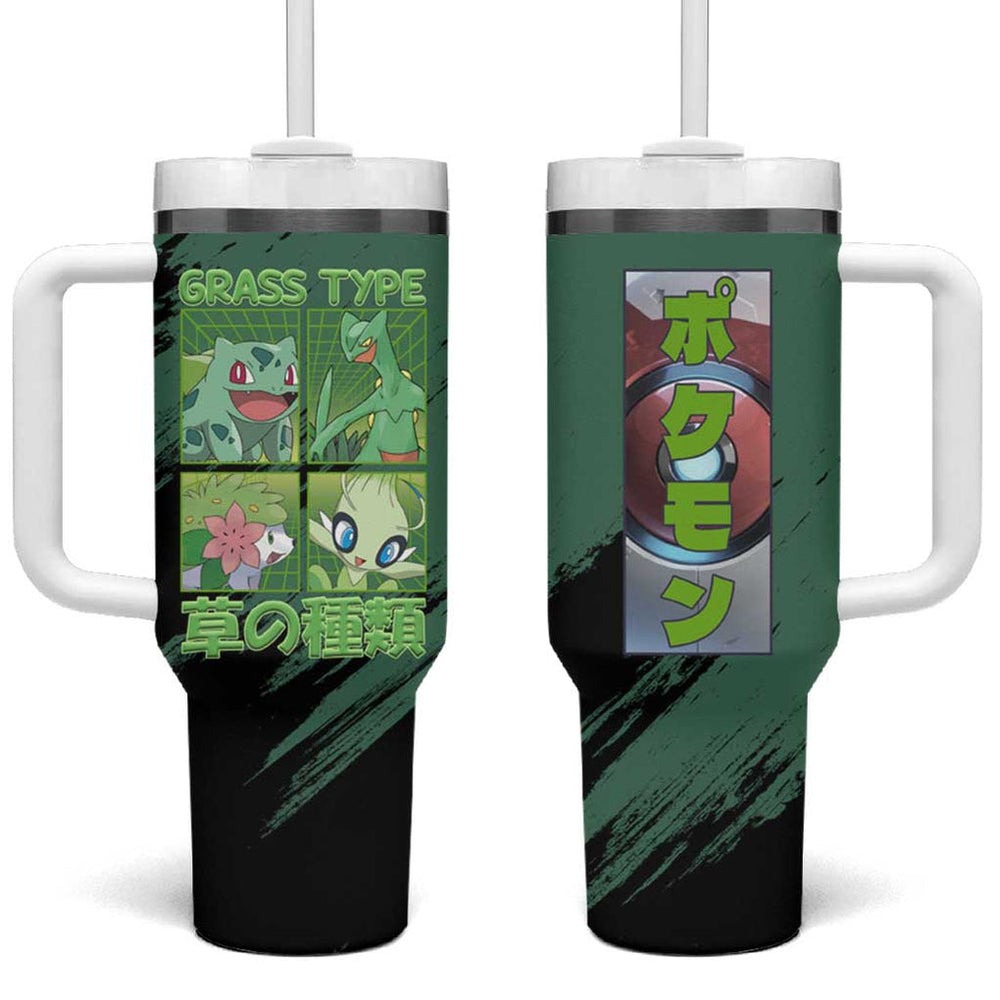 Grass Type Poke Tumbler With Handle Anime Style TS04