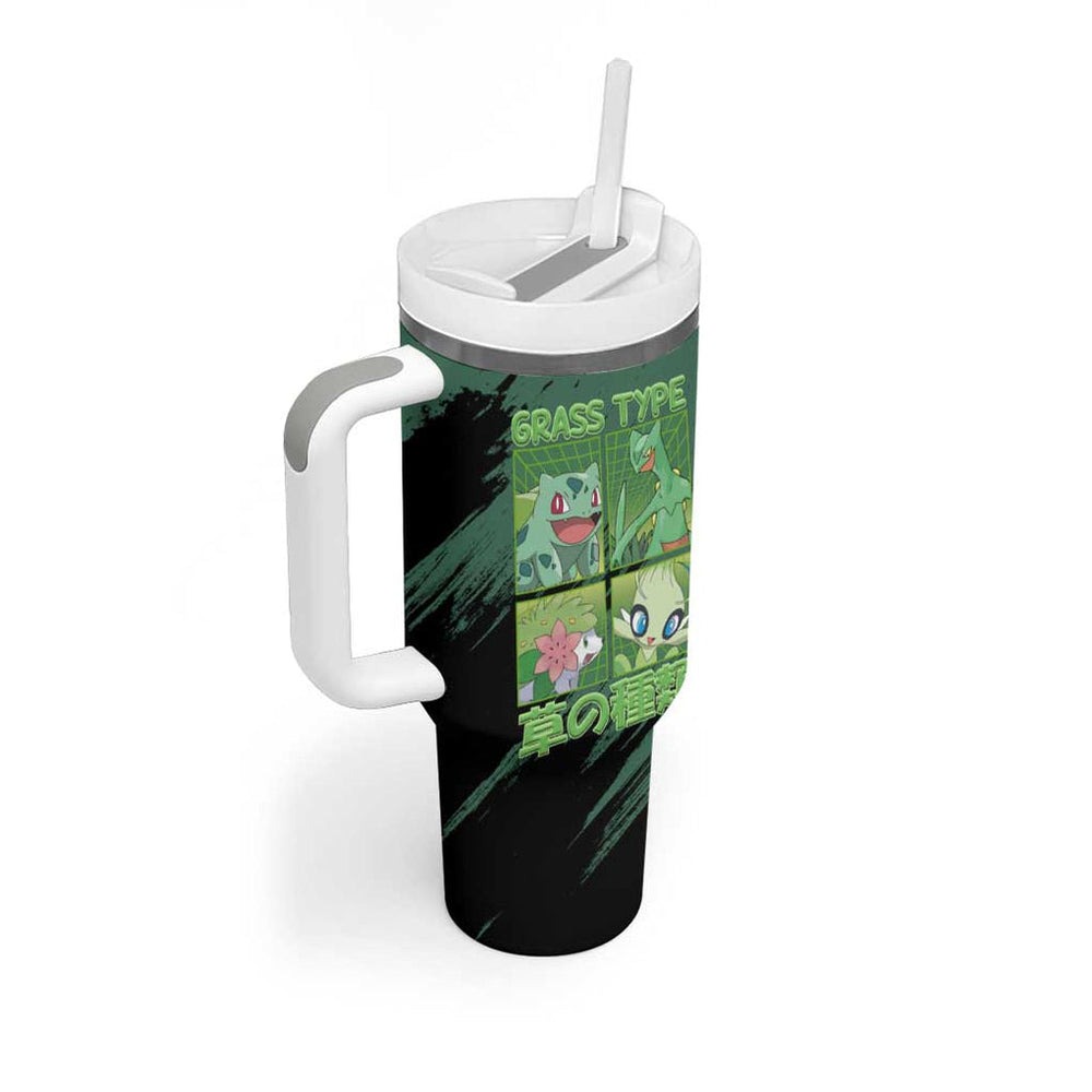 Grass Type Poke Tumbler With Handle Anime Style TS04