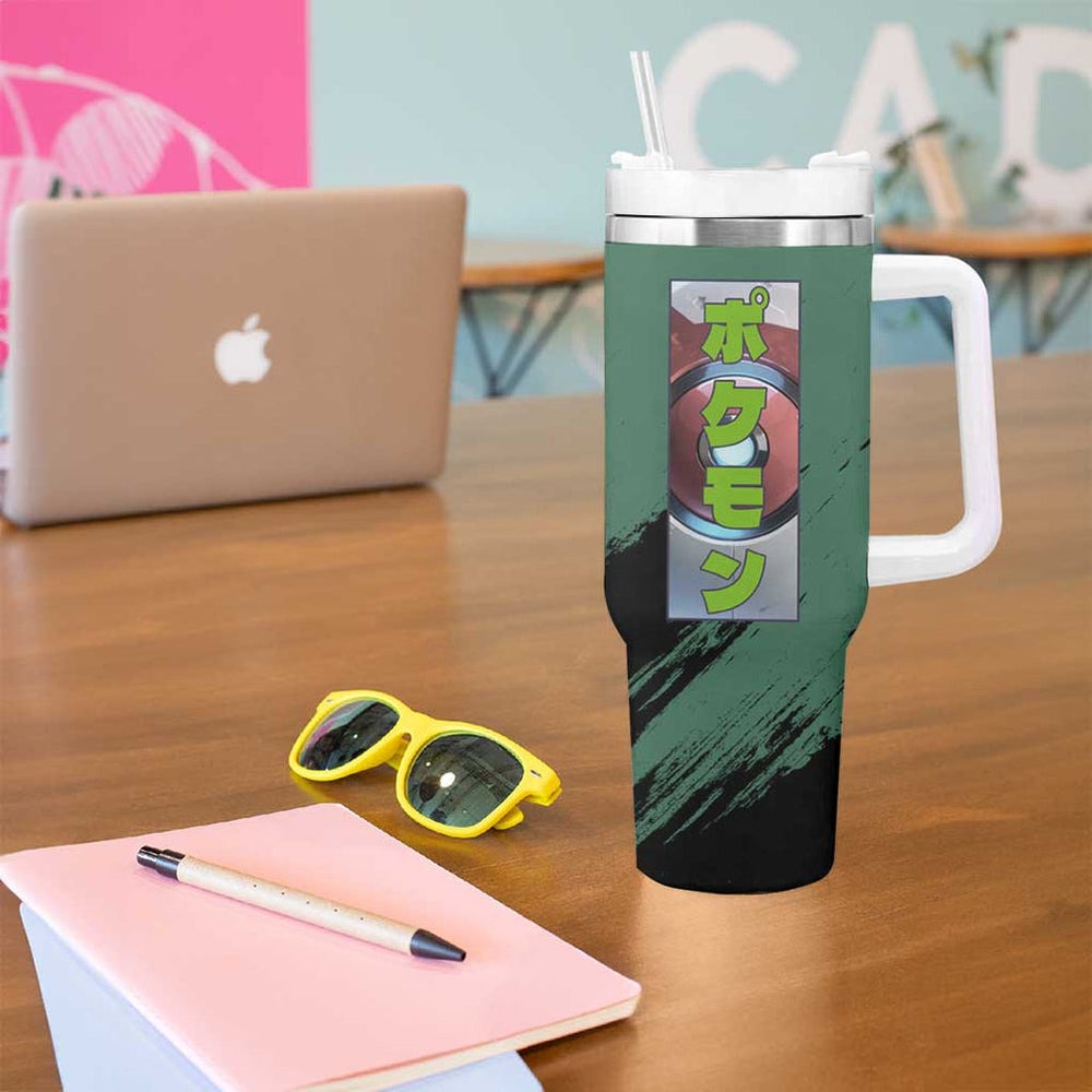 Grass Type Poke Tumbler With Handle Anime Style TS04
