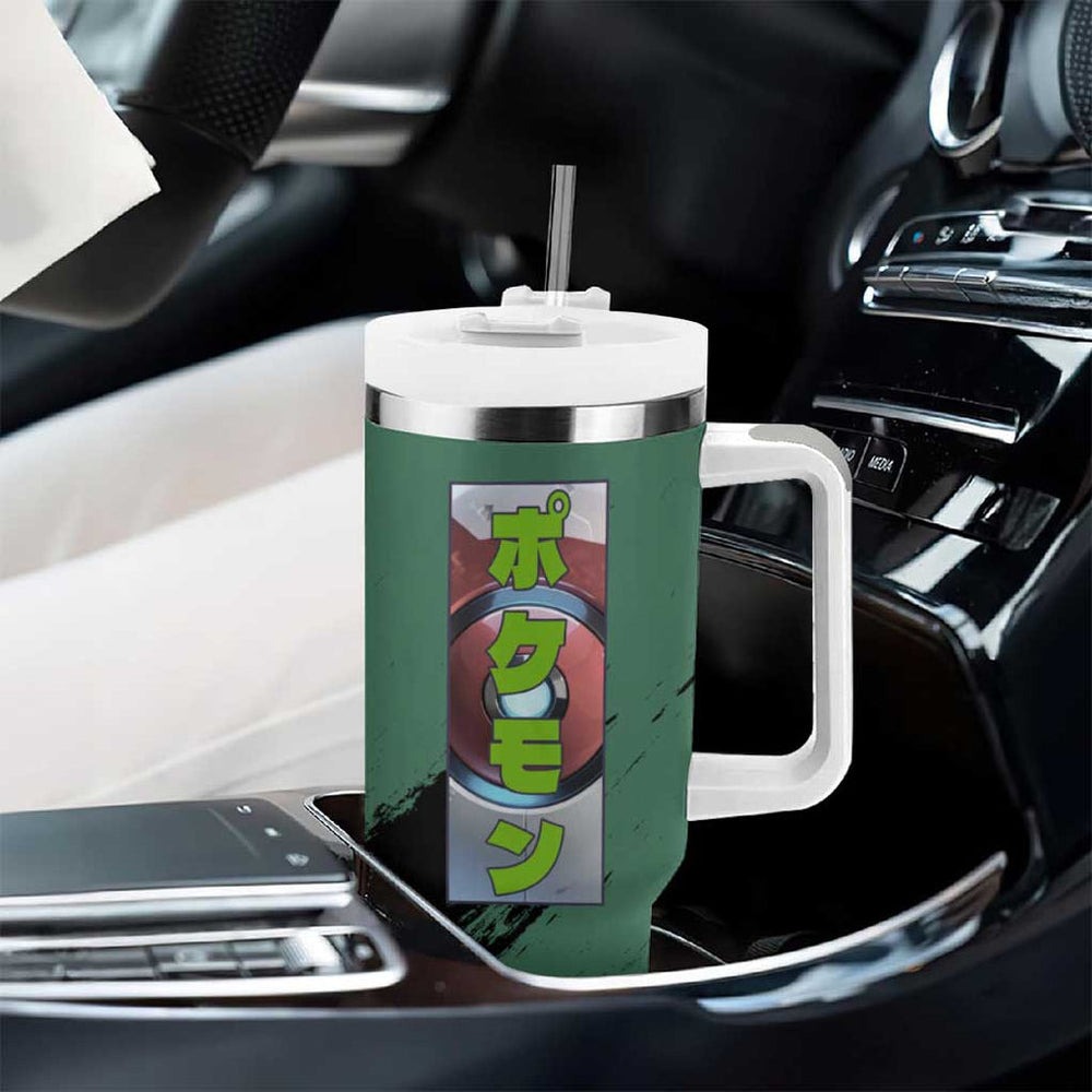 Grass Type Poke Tumbler With Handle Anime Style TS04