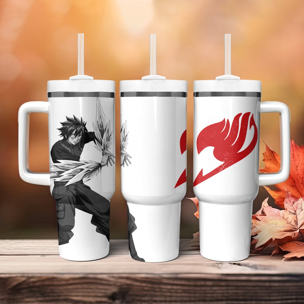 Gray Fullbuster - Silhouette Anime Tumbler With Handle TS04 Gray Fullbuster - Silhouette Anime Tumbler With Handle TS04