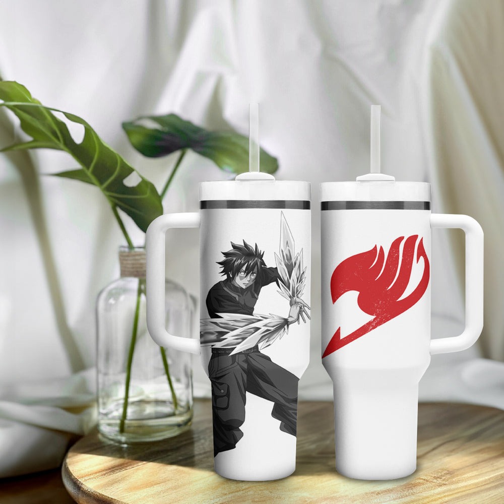 Gray Fullbuster - Silhouette Anime Tumbler With Handle TS04 Gray Fullbuster - Silhouette Anime Tumbler With Handle TS04