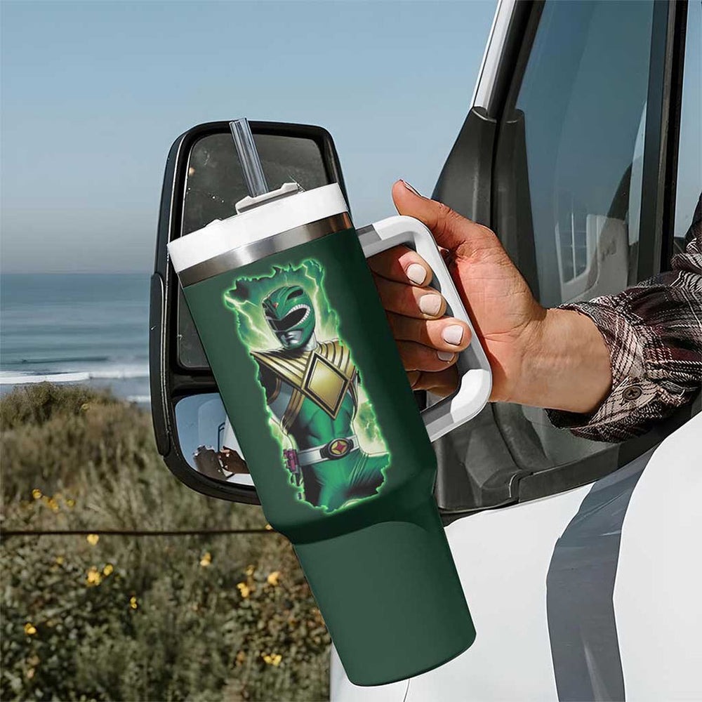 Green Ranger Mighty Morphin Power Rangers Tumbler With Handle Japan Anime Style TS04