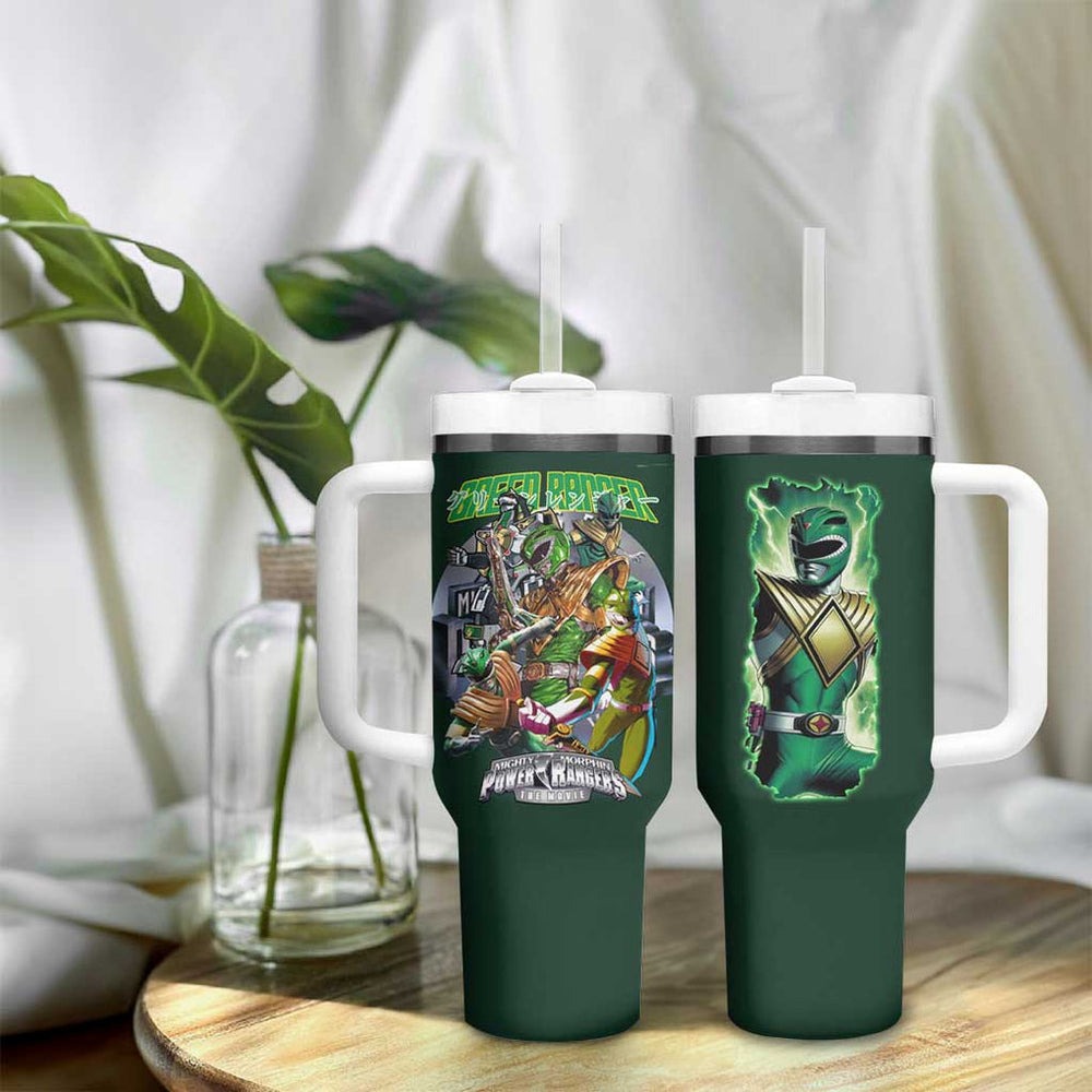 Green Ranger Mighty Morphin Power Rangers Tumbler With Handle Japan Anime Style TS04