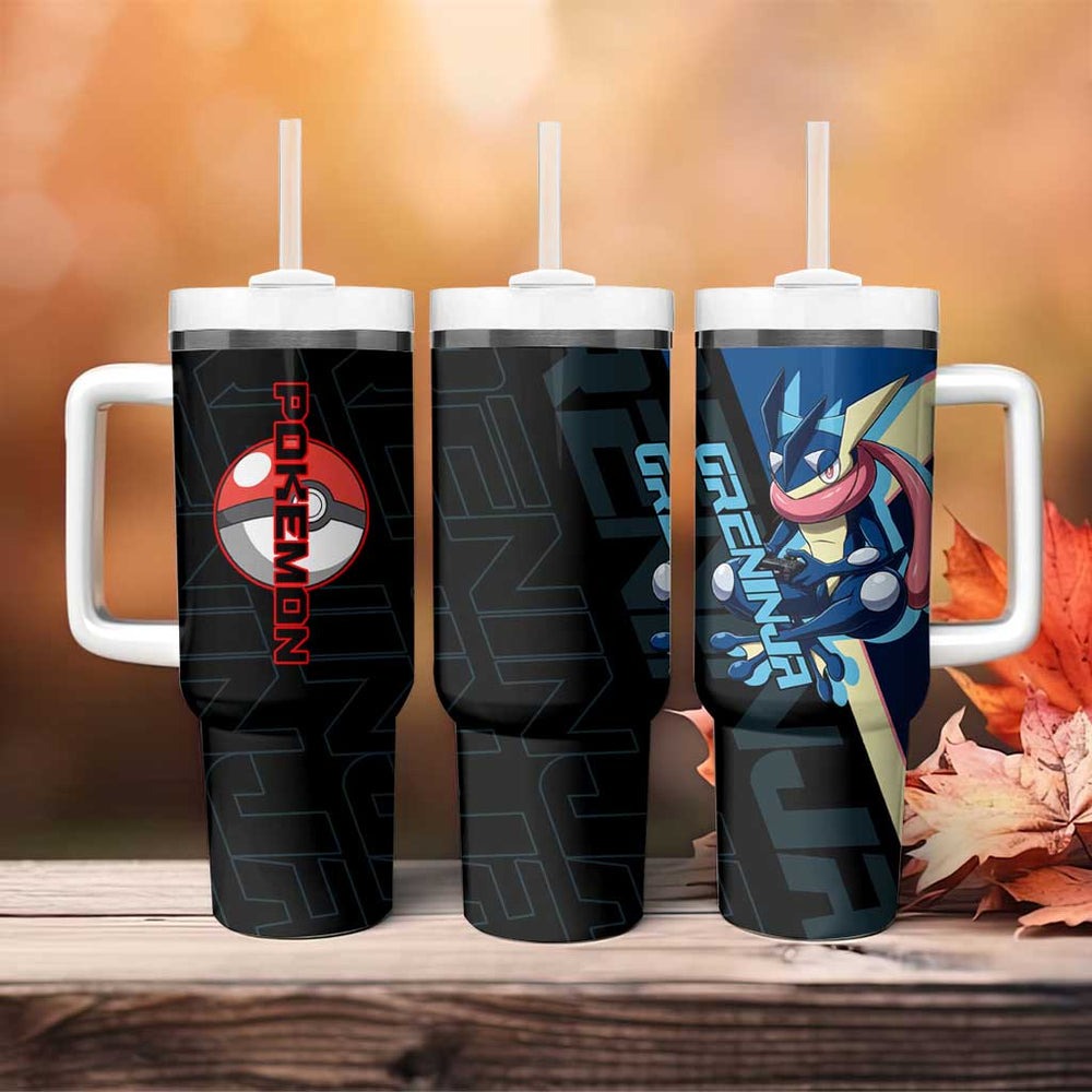 Greninja Poké Tumbler With Handle Sleek Retro Anime Style TS04 Greninja Poké Tumbler With Handle Sleek Retro Anime Style TS04