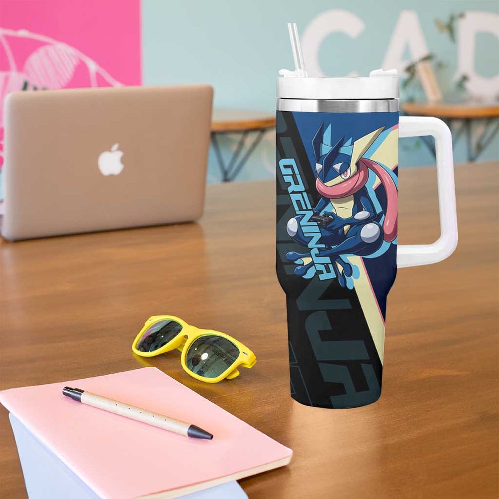 Greninja Poké Tumbler With Handle Sleek Retro Anime Style TS04 Greninja Poké Tumbler With Handle Sleek Retro Anime Style TS04