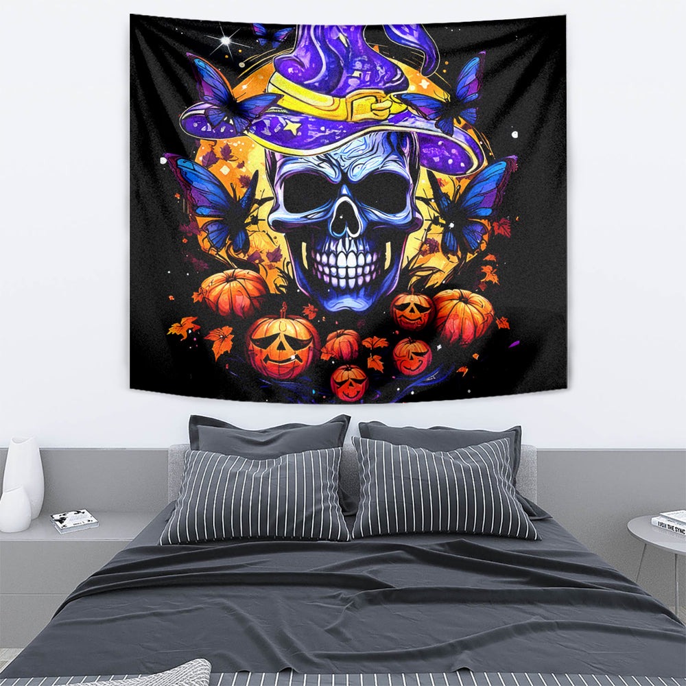 Halloween Skull Tapestry Please Excuse My Resting Witch Face DT01 Halloween Skull Tapestry Please Excuse My Resting Witch Face DT01